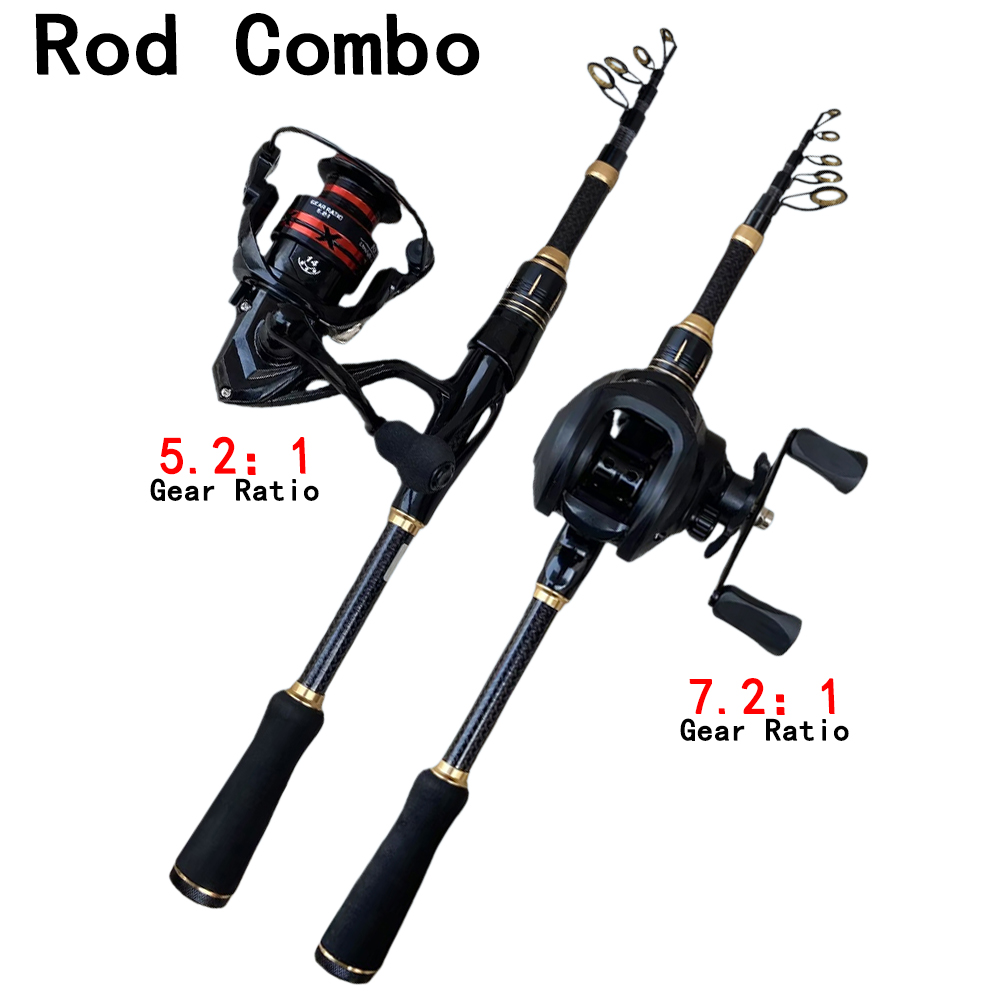 Fishing Rod Combo - 텔레스코픽 베이트캐스팅 낚싯대 릴 세트 1.8m-2.1m